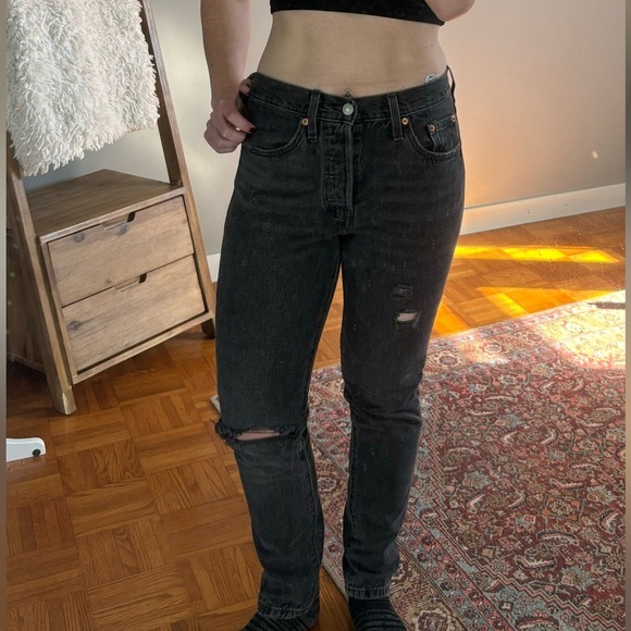 Levi’s 501 Skinny Filiforme Black Denim Jeans - Picture 2 of 11